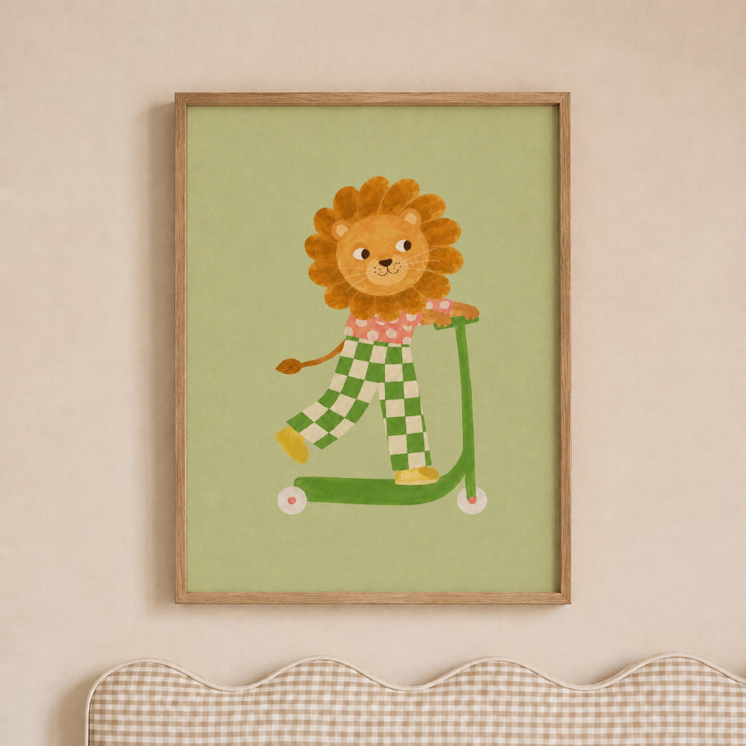 Basil the Checker Lion Print