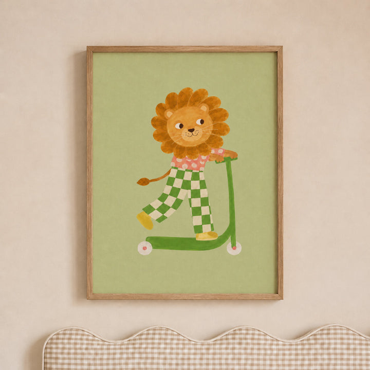 Basil the Checker Lion Print