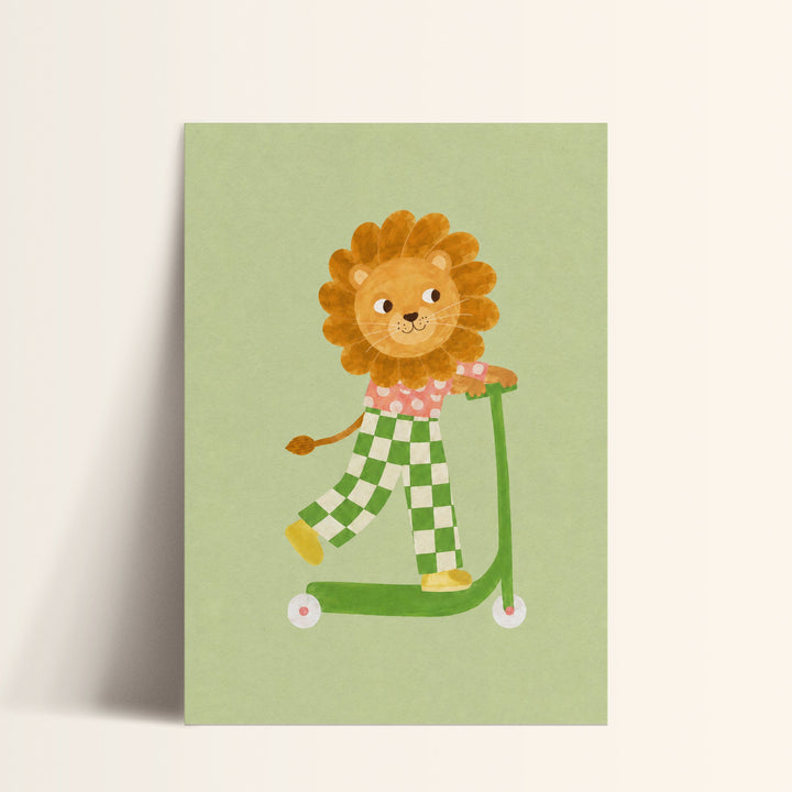 Basil the Checker Lion Print
