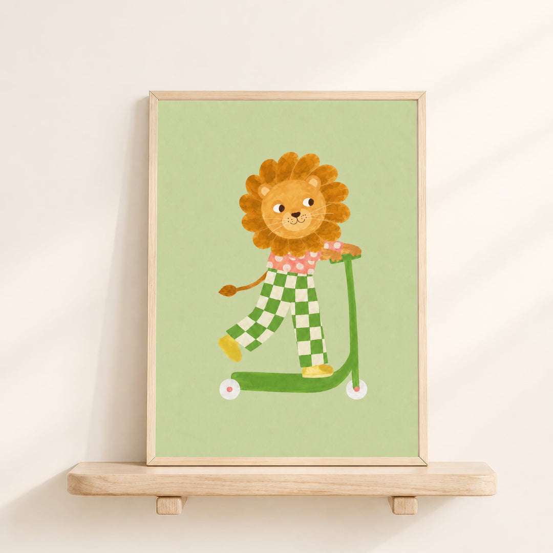 Basil the Checker Lion Print