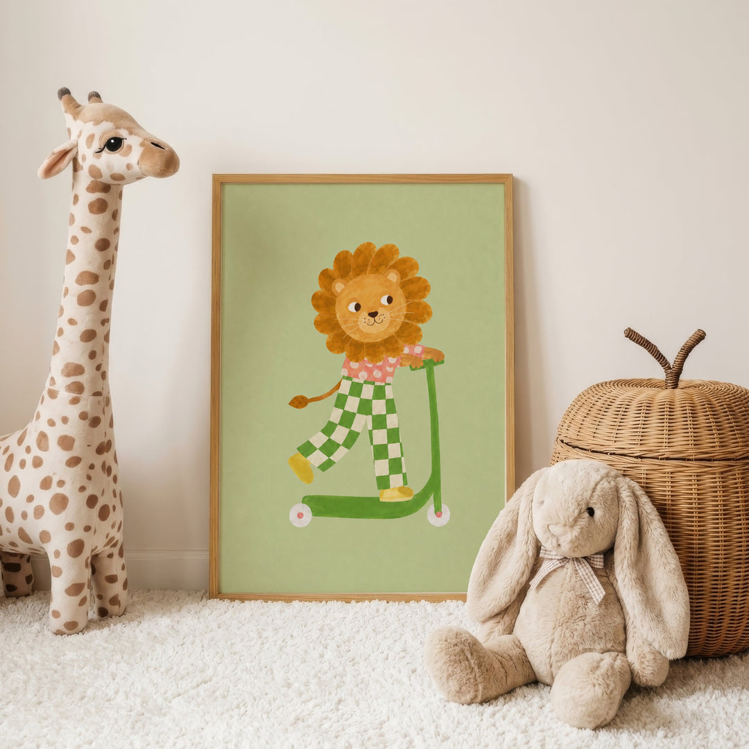 Basil the Checker Lion Print