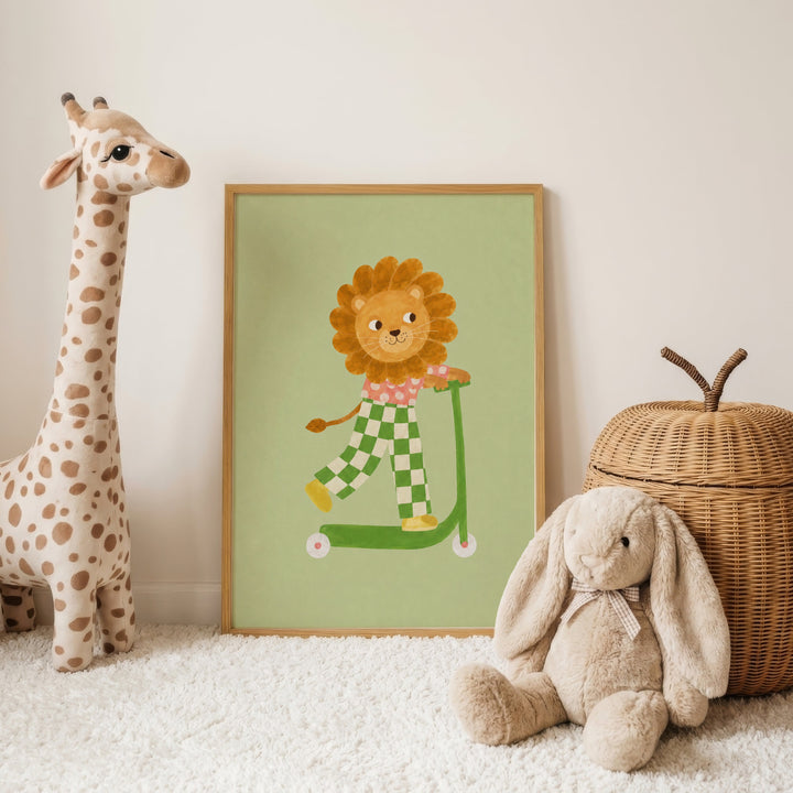 Basil the Checker Lion Print