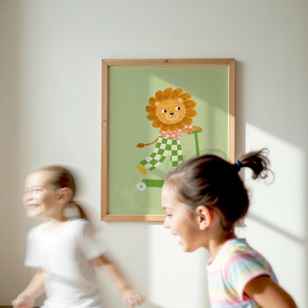 Basil the Checker Lion Print