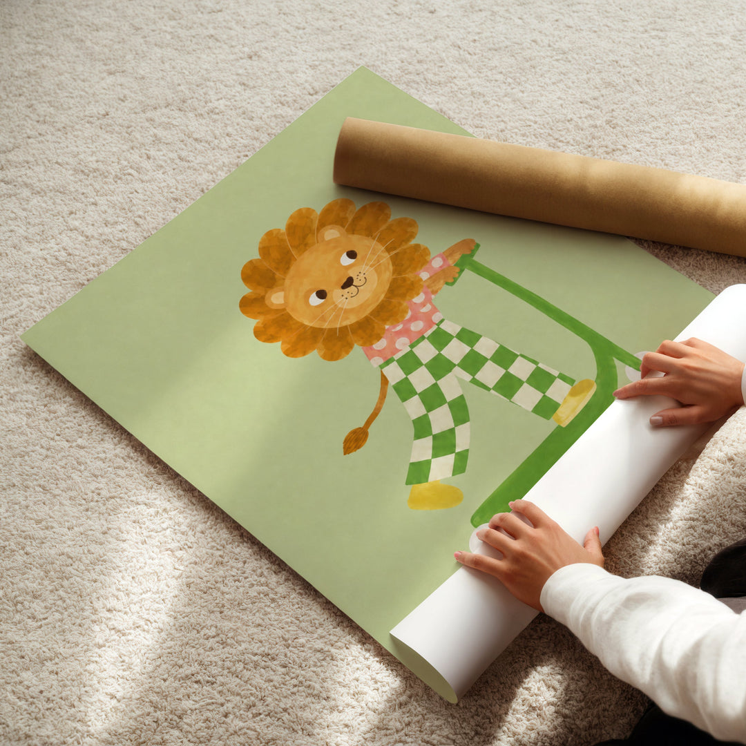 Basil the Checker Lion Print