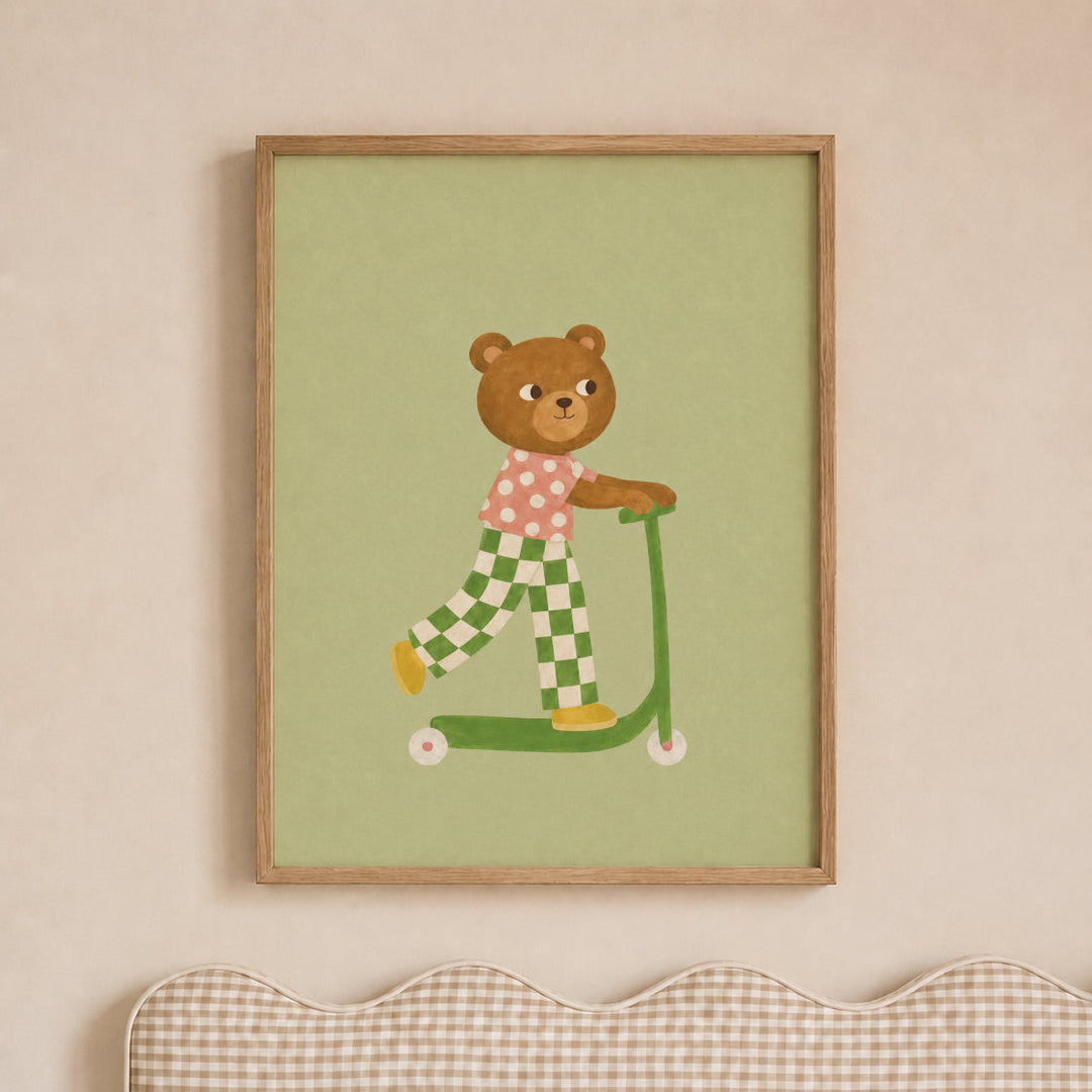Maple the Bear on a Scooter Print