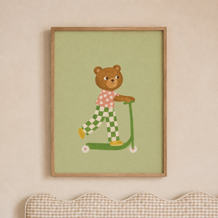 Maple the Bear on a Scooter Print