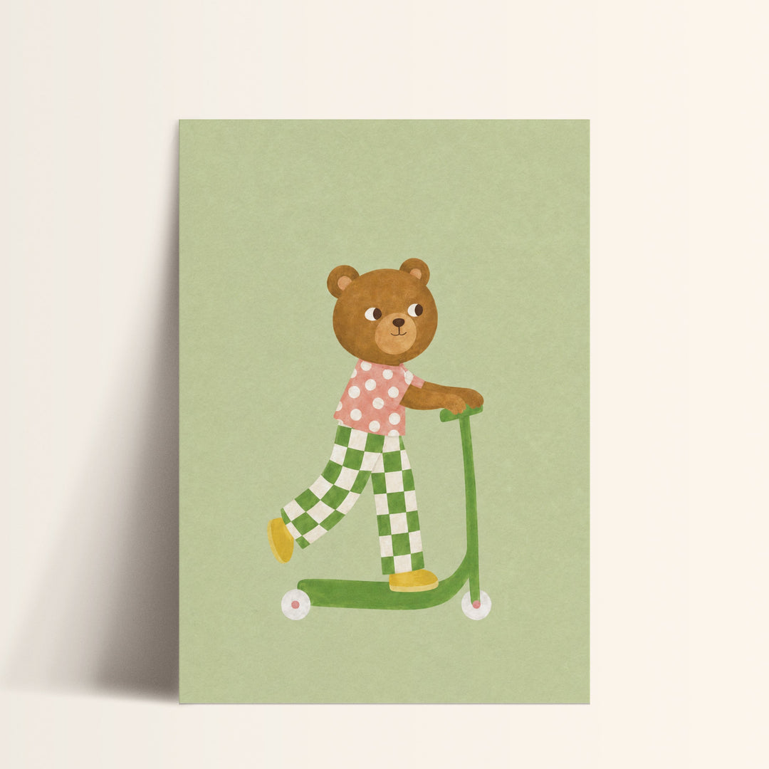 Maple the Bear on a Scooter Print