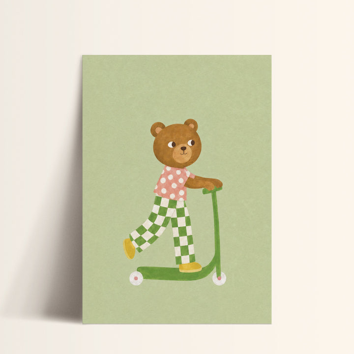 Maple the Bear on a Scooter Print