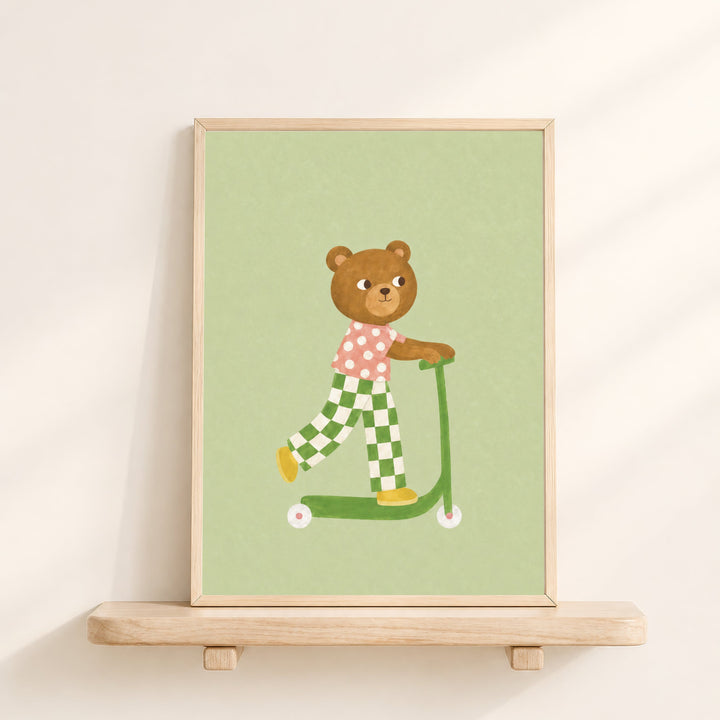 Maple the Bear on a Scooter Print