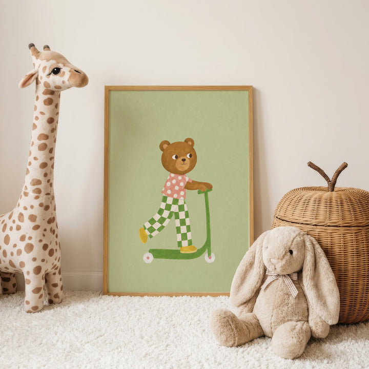 Maple the Bear on a Scooter Print