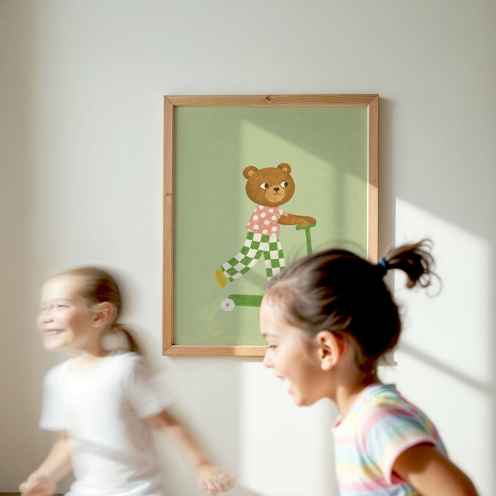 Maple the Bear on a Scooter Print