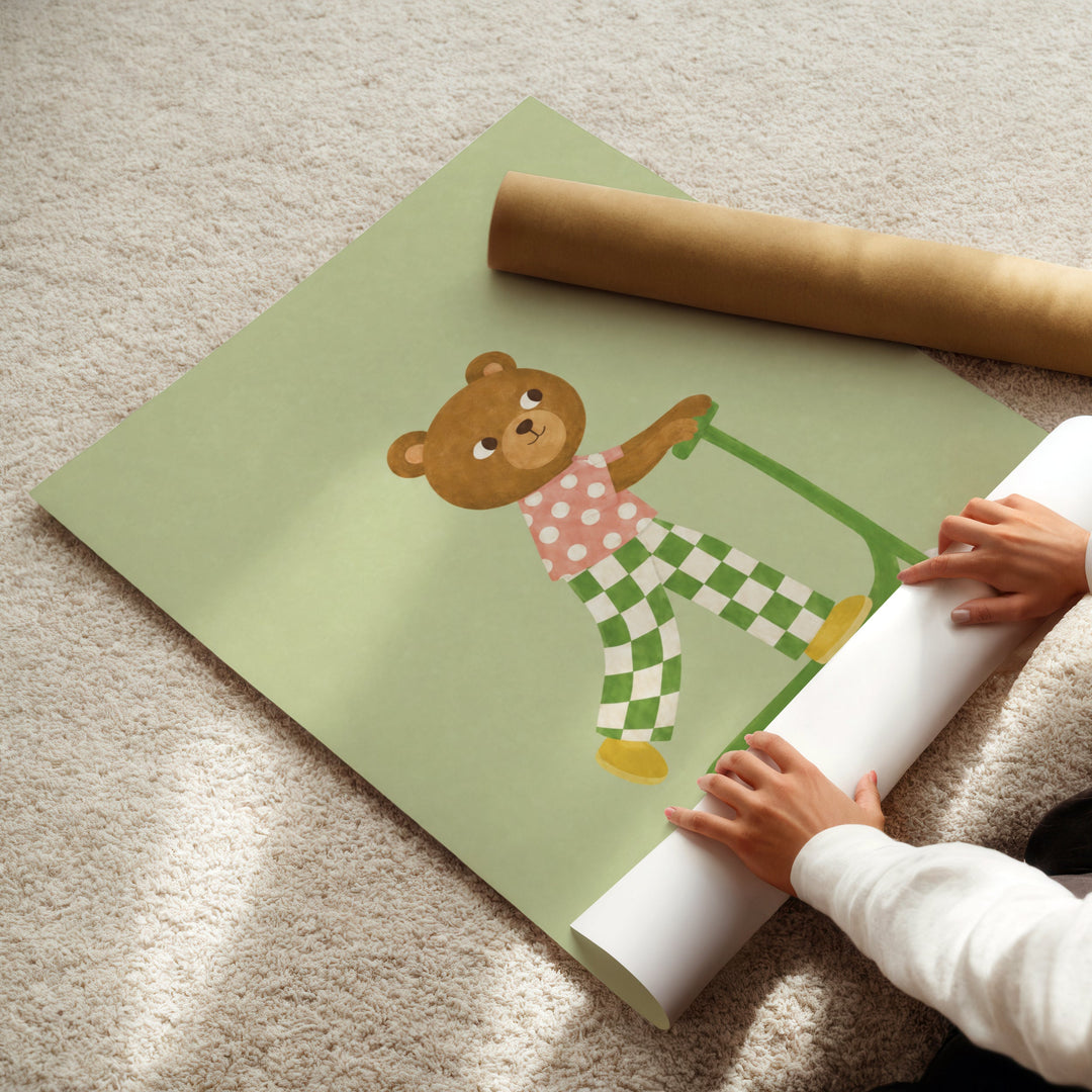 Maple the Bear on a Scooter Print