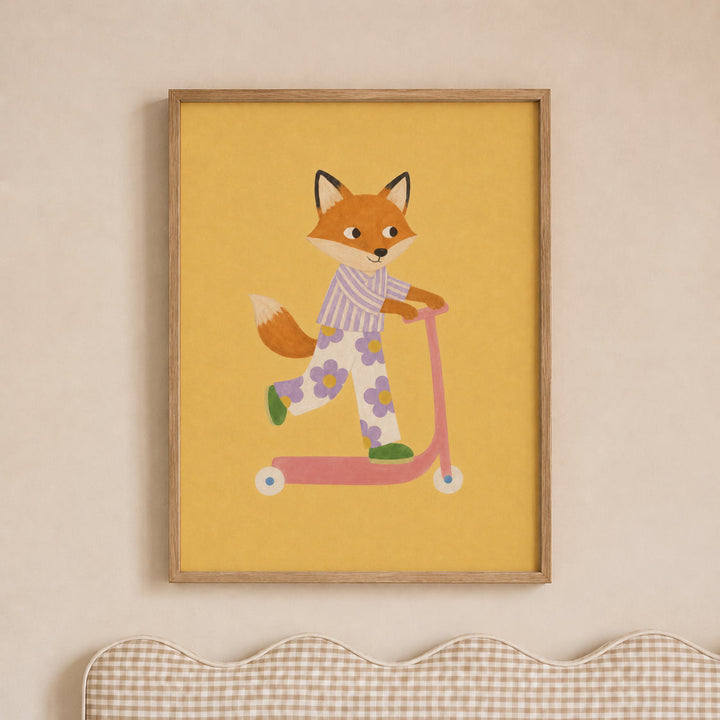 Foxglove the Fox on a Scooter Print