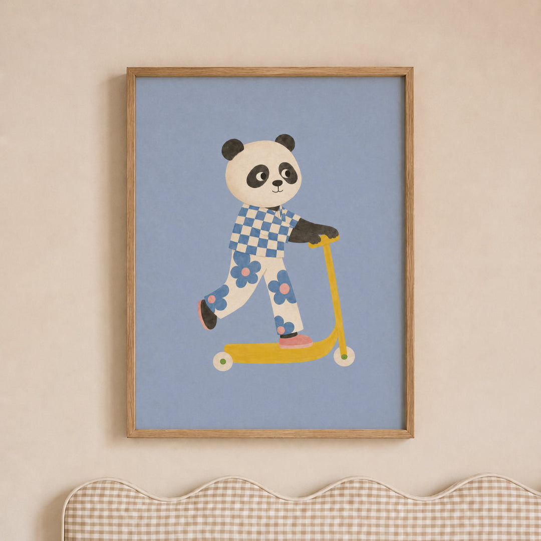 Bamboo the Panda on a Scooter Print