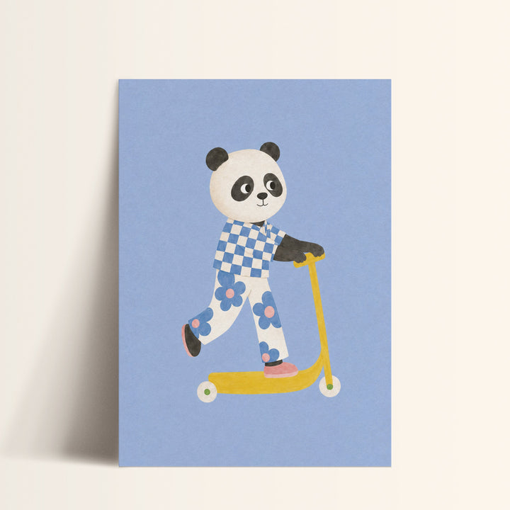 Bamboo the Panda on a Scooter Print