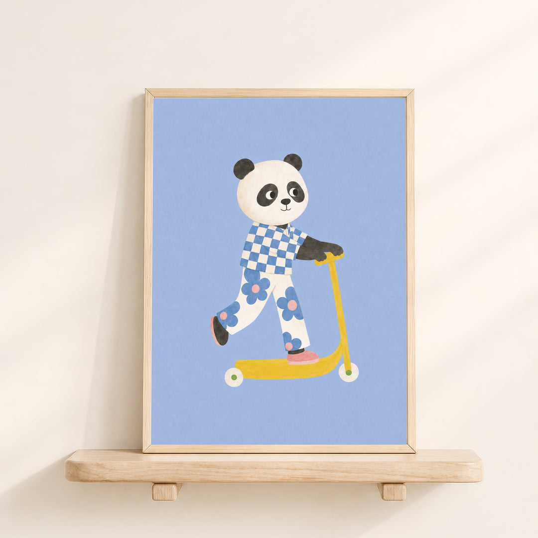 Bamboo the Panda on a Scooter Print