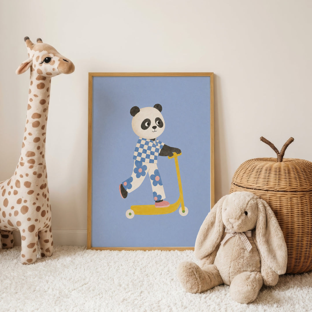 Bamboo the Panda on a Scooter Print