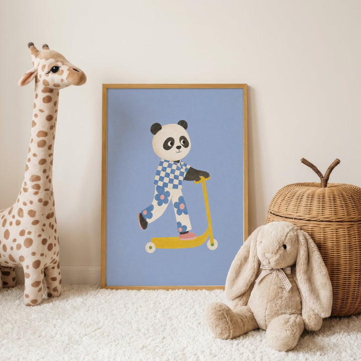 Bamboo the Panda on a Scooter Print