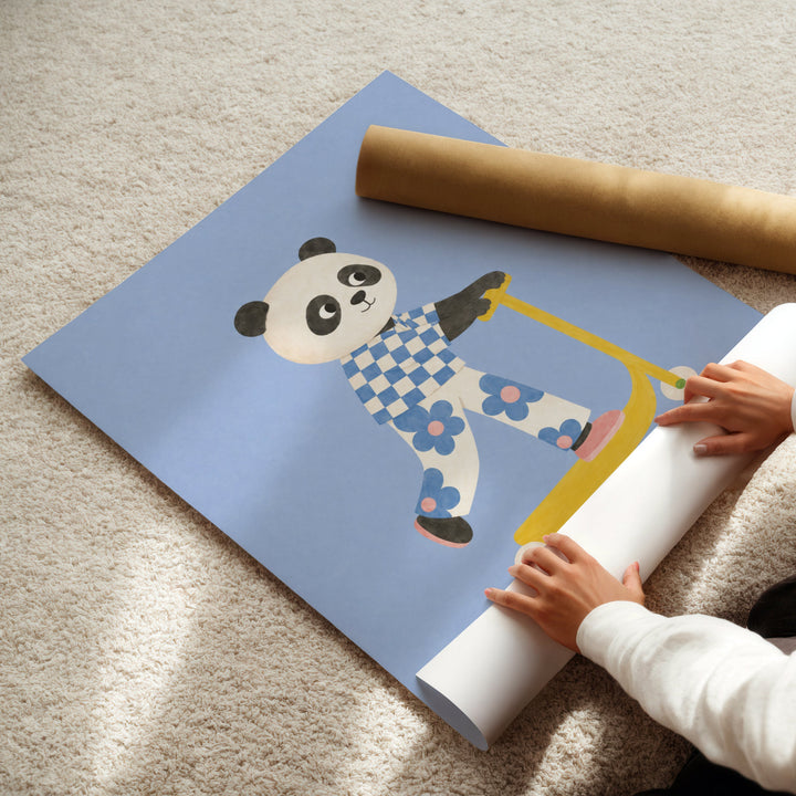 Bamboo the Panda on a Scooter Print