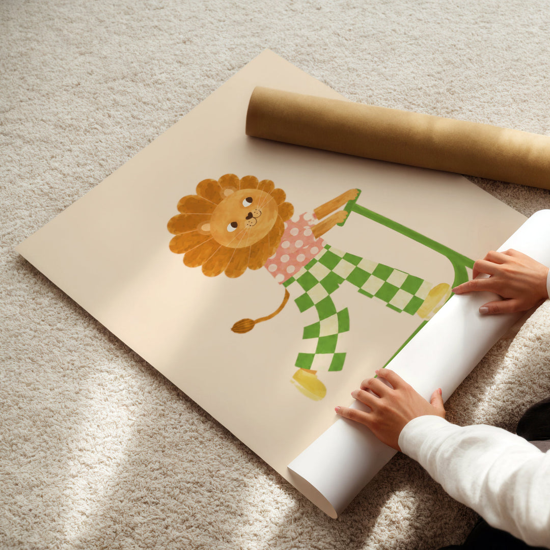 Pistachio the Polka Lion Print