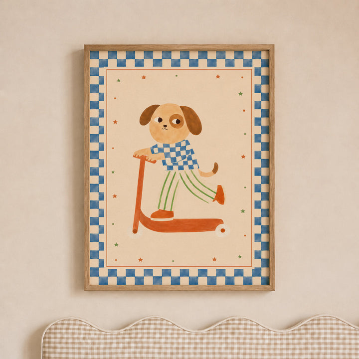 Scout the Dog on a Scooter Print