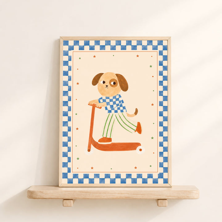 Scout the Dog on a Scooter Print