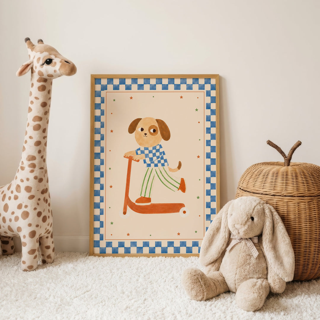 Scout the Dog on a Scooter Print