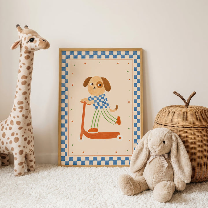 Scout the Dog on a Scooter Print