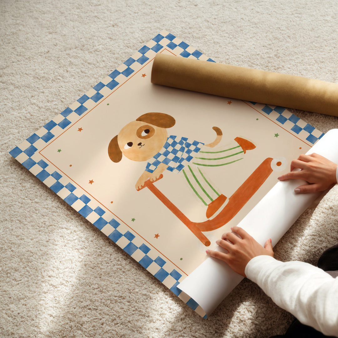 Scout the Dog on a Scooter Print