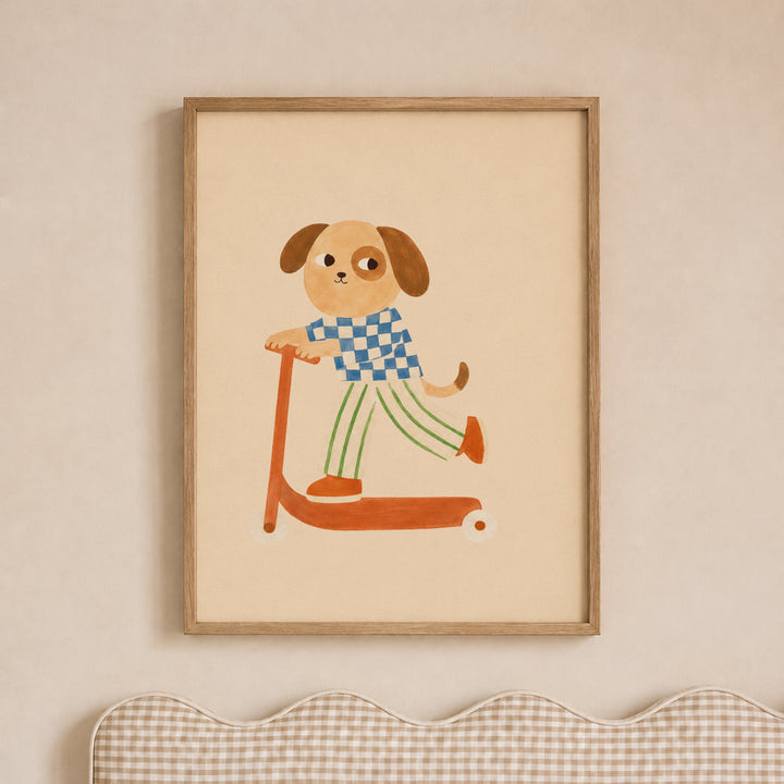 Waffle the Dog on a Scooter Print