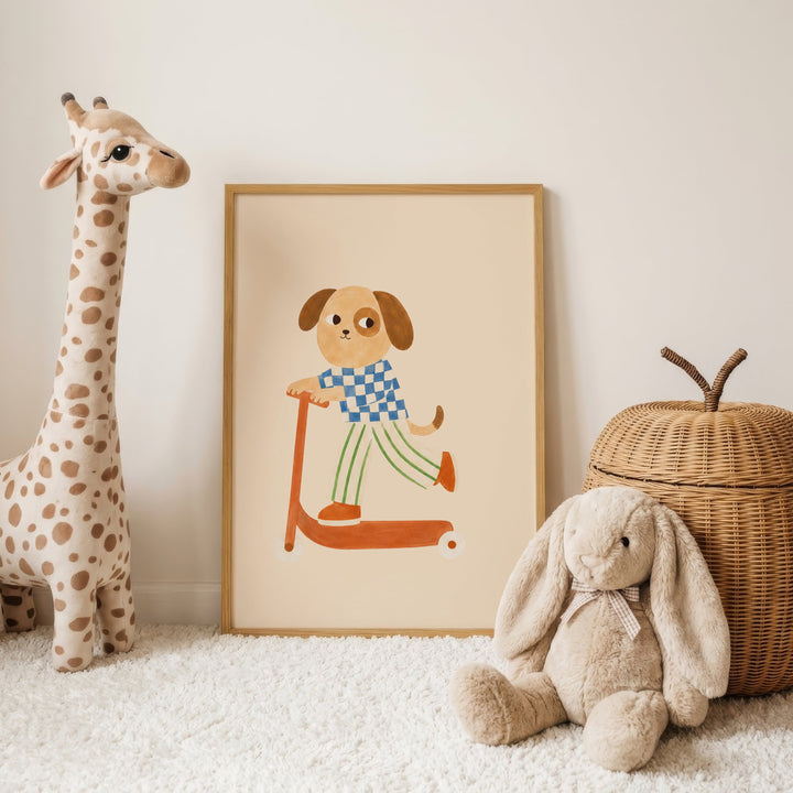 Waffle the Dog on a Scooter Print