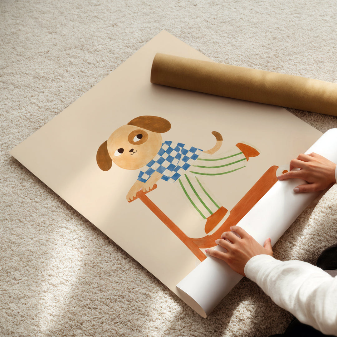 Waffle the Dog on a Scooter Print