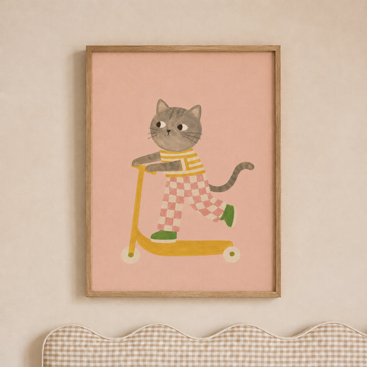 Mittens the Cat on a Scooter Print