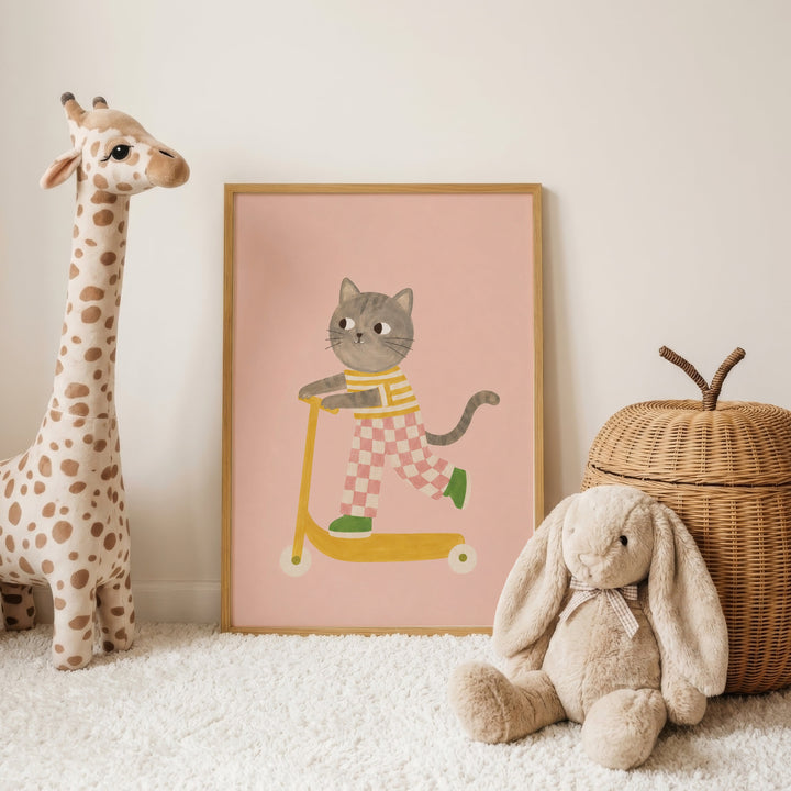 Mittens the Cat on a Scooter Print