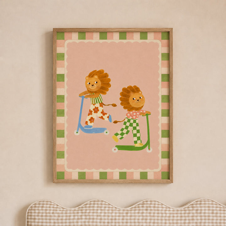 Pip & Pop the Scooter Lions Print