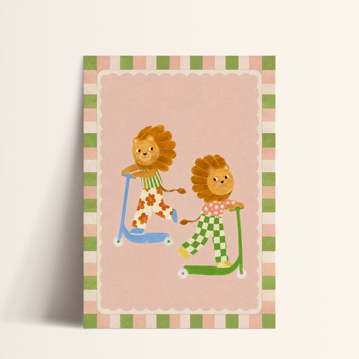 Pip & Pop the Scooter Lions Print