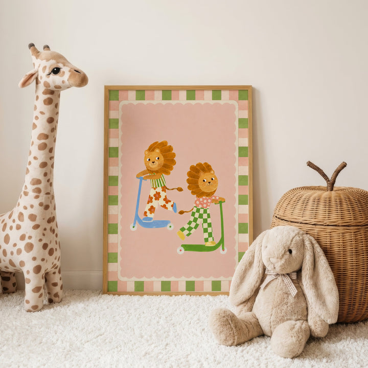Pip & Pop the Scooter Lions Print