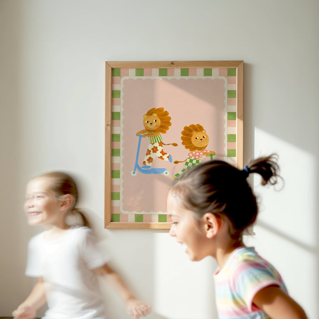 Pip & Pop the Scooter Lions Print
