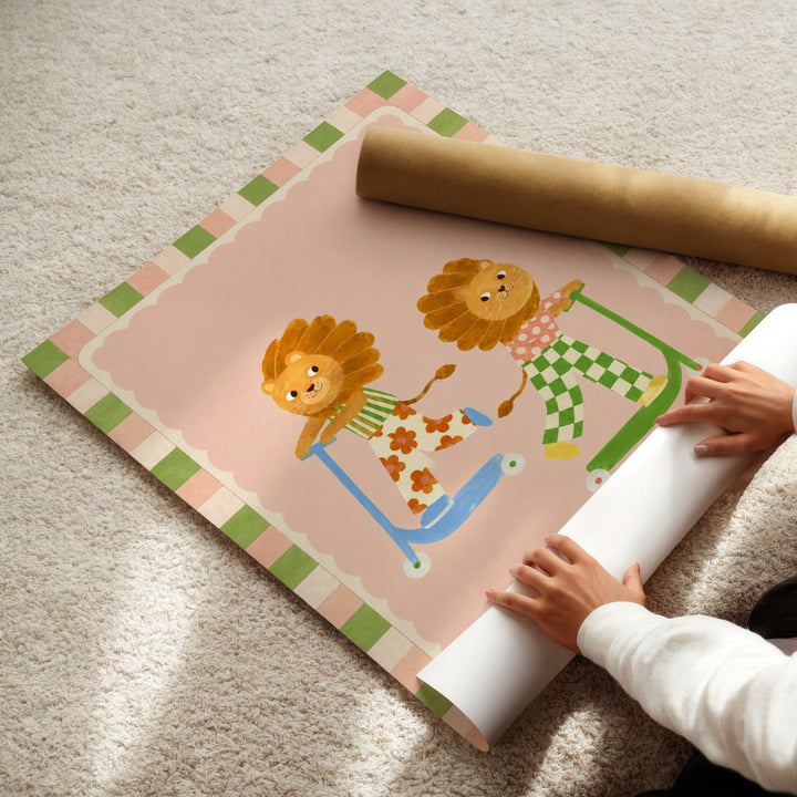 Pip & Pop the Scooter Lions Print