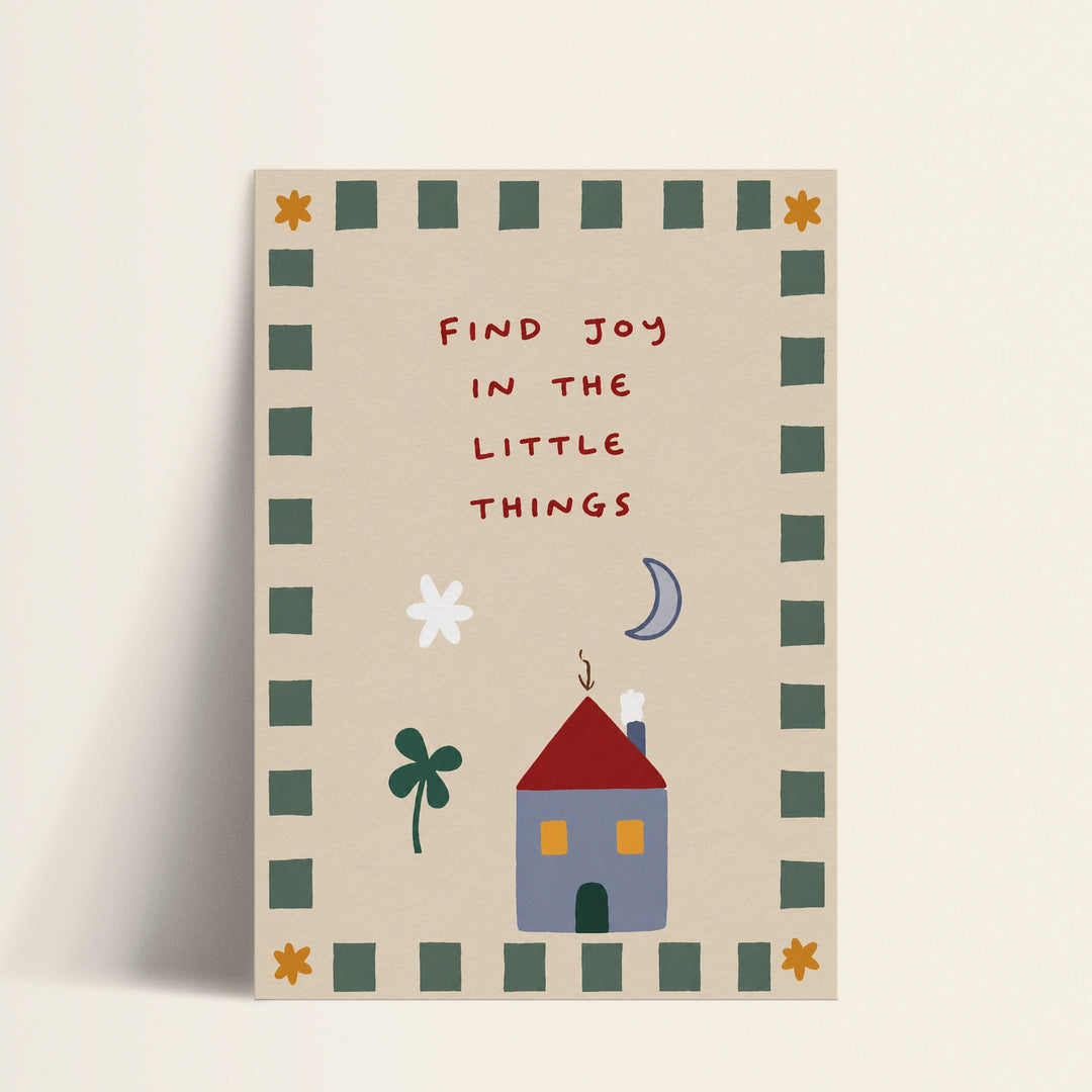 Find Joy in the Little Things cottage print shown as a matte paper art print