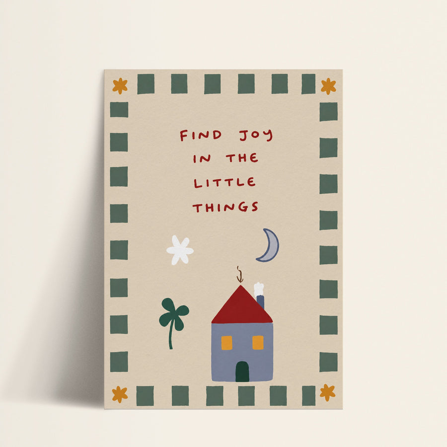 Find Joy in the Little Things cottage print shown as a matte paper art print