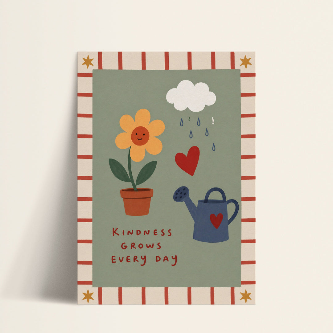 Kindness Grows Every Day daisy print shown as a matte paper art print