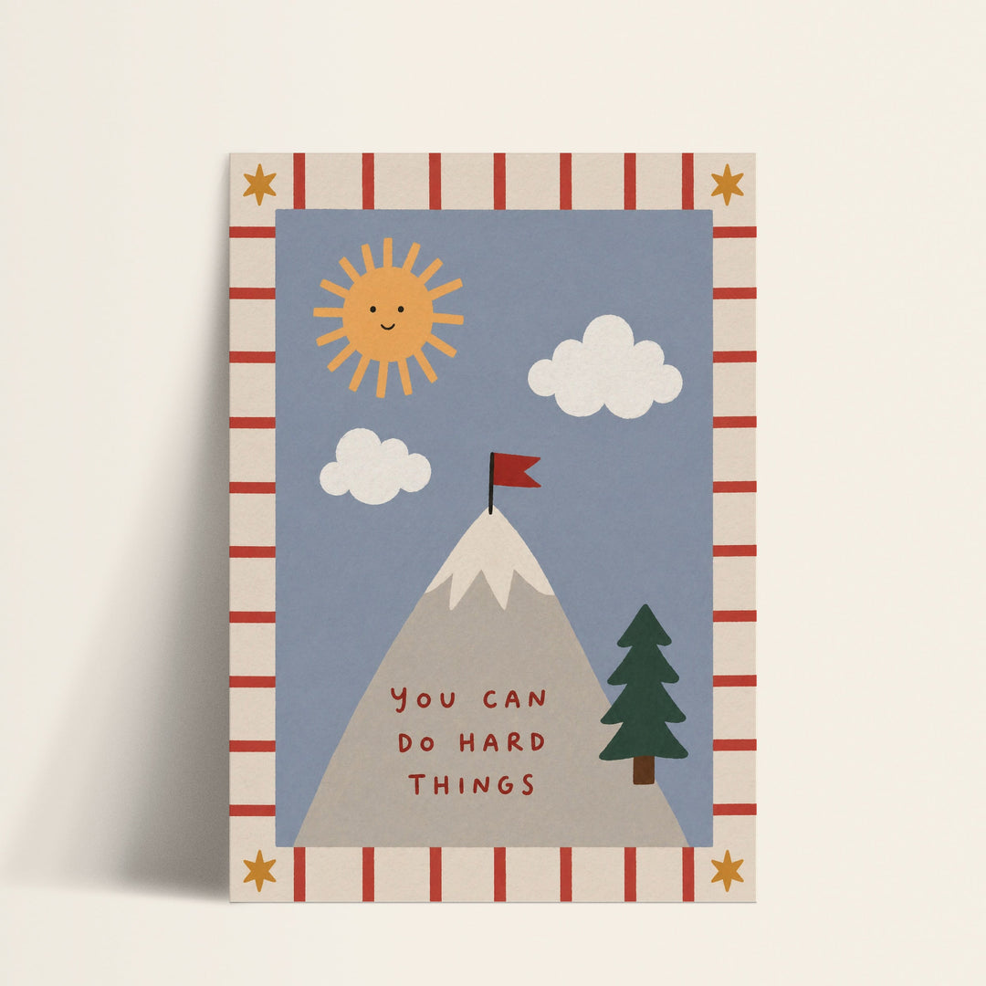You Can Do Hard Things mountain print shown as a matte paper art print