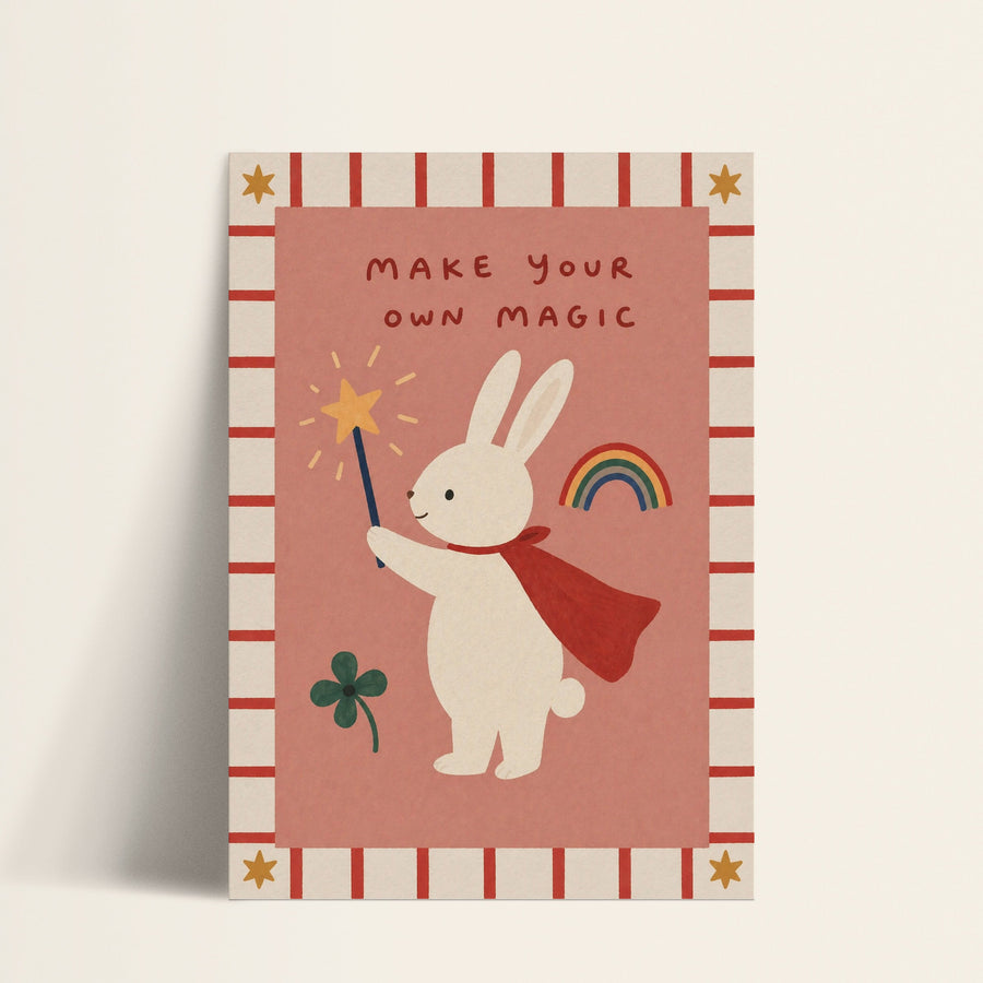 Make Your Own Magic bunny print shown as a matte paper art print