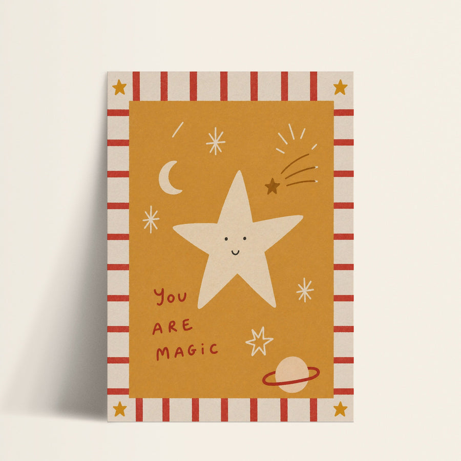 You Are Magic smiling star print shown as a matte paper art print