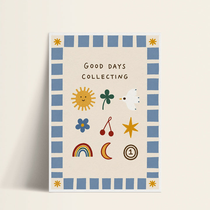 Good Days Collecting lucky charms print shown as a matte paper art print