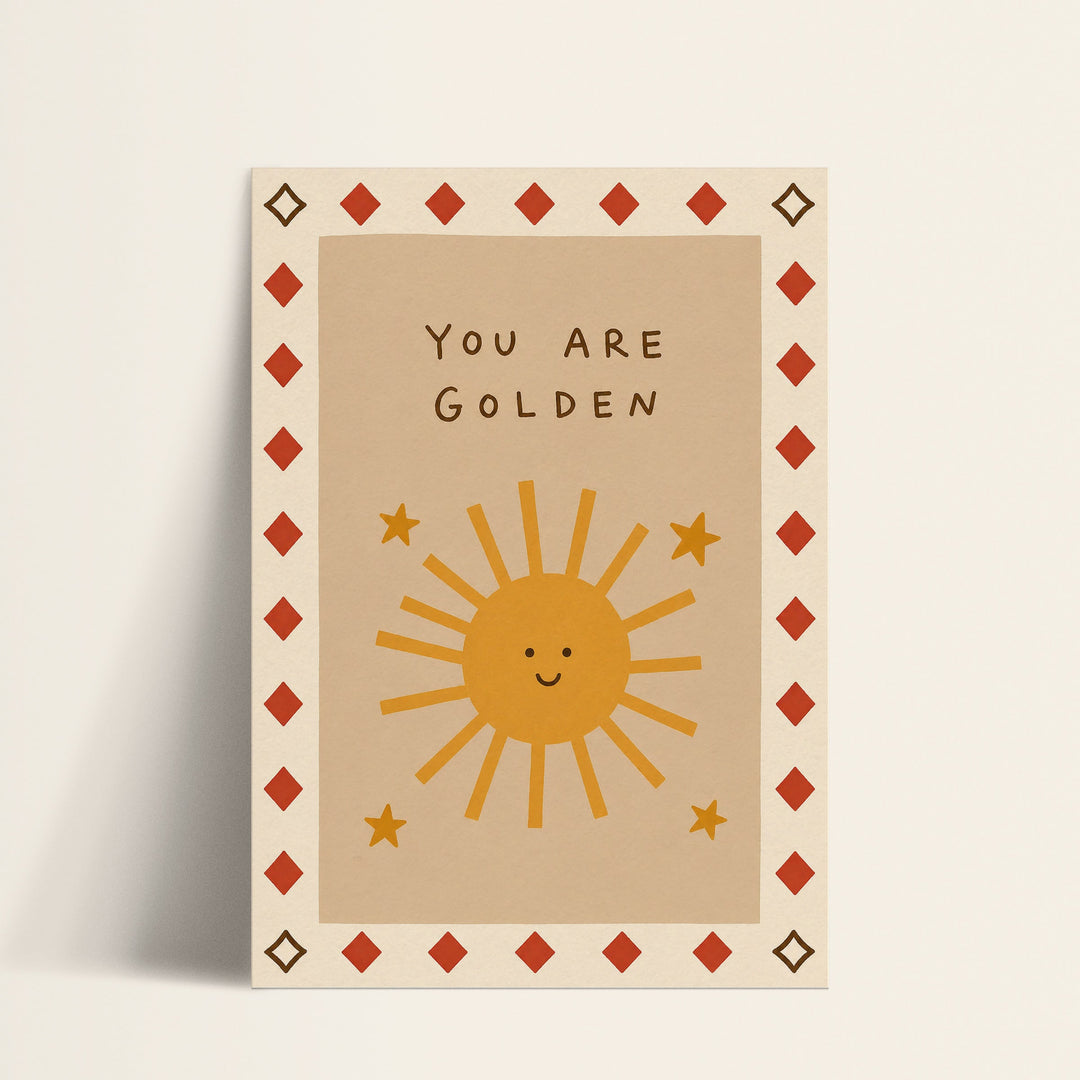 You Are Golden smiling sun print shown as a matte paper art print