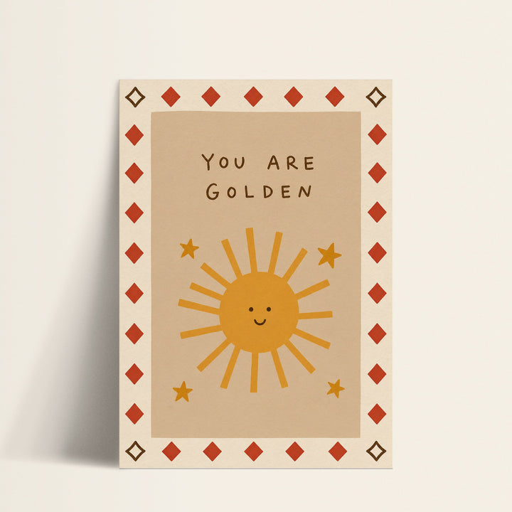You Are Golden smiling sun print shown as a matte paper art print