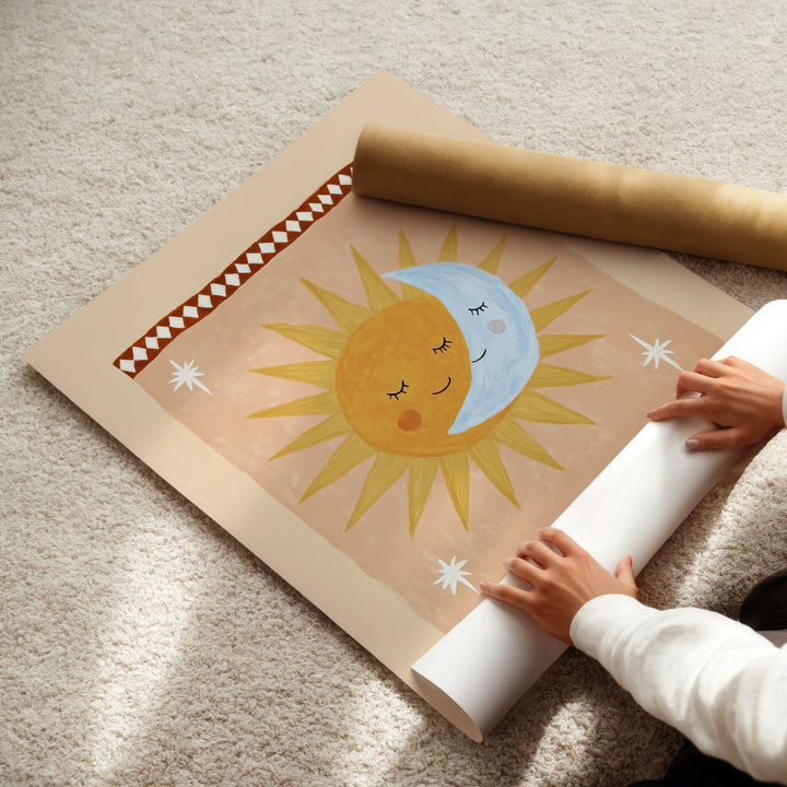 Sun Moon Hug Peach Print