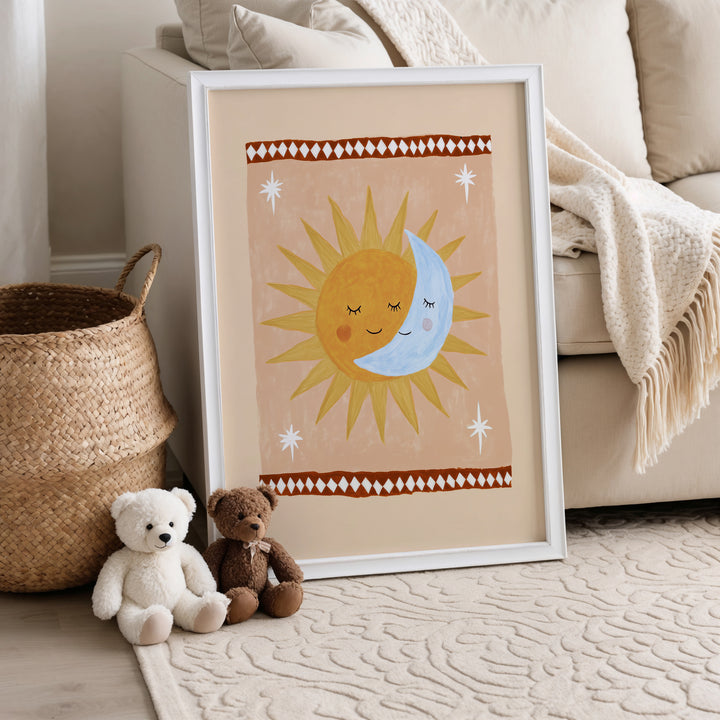 Sun Moon Hug Peach Print